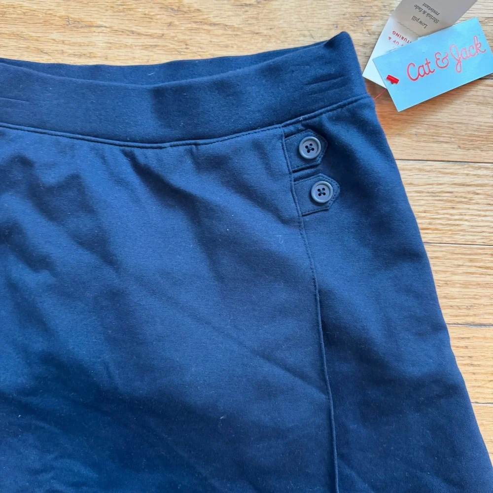 Cat & Jack Girls Navy Blue School Uniform Skort Size S 6/7 Stretch Wrap Front